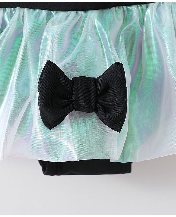 Babyhug Sleeveless Frock Swimsuit Bow Appliques -Black