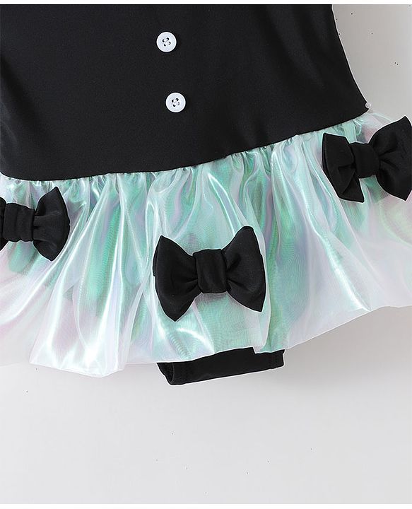 Babyhug Sleeveless Frock Swimsuit Bow Appliques -Black
