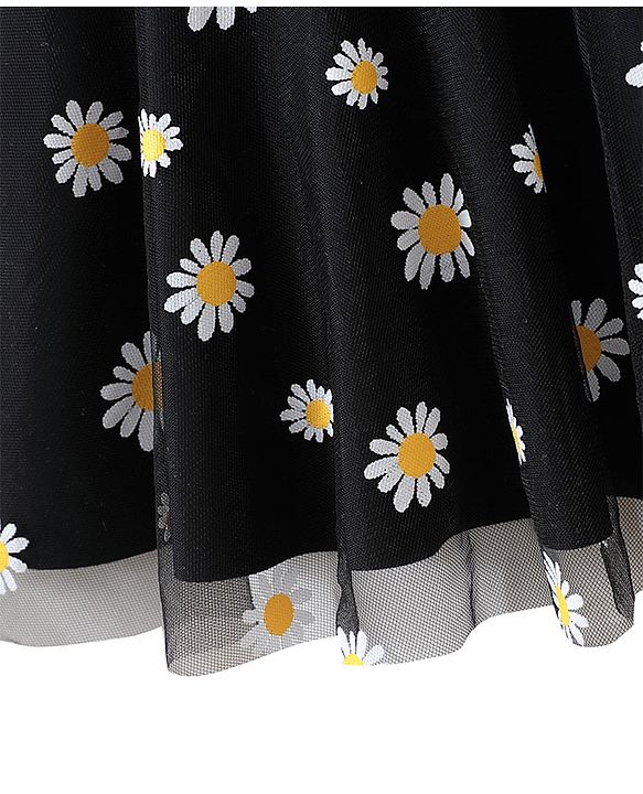 Babyhug Sleeveless Frock Swimsuit with Shorts Floral Print - Black