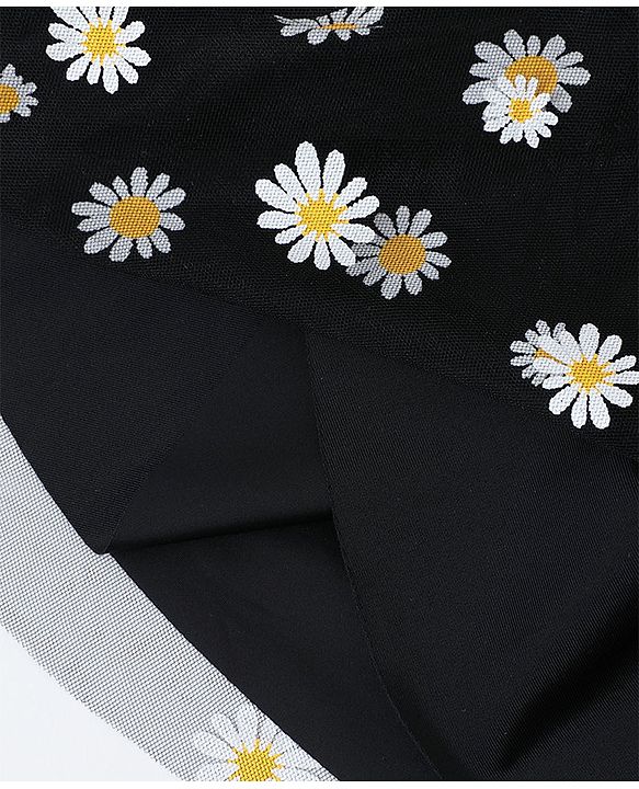 Babyhug Sleeveless Frock Swimsuit with Shorts Floral Print - Black