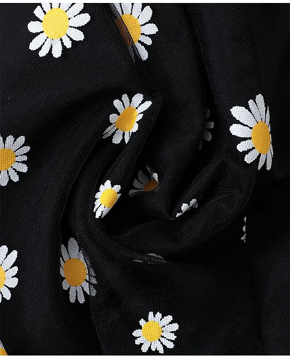Babyhug Sleeveless Frock Swimsuit with Shorts Floral Print - Black
