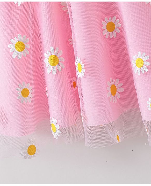 Babyhug Sleeveless Frock Swimsuit with Shorts Floral Print - Pink