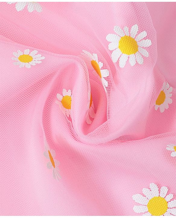 Babyhug Sleeveless Frock Swimsuit with Shorts Floral Print - Pink
