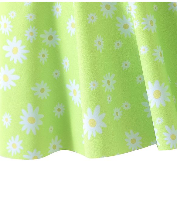 Babyhug Sleeveless Frock Swimsuit with Shorts Floral Print - Green