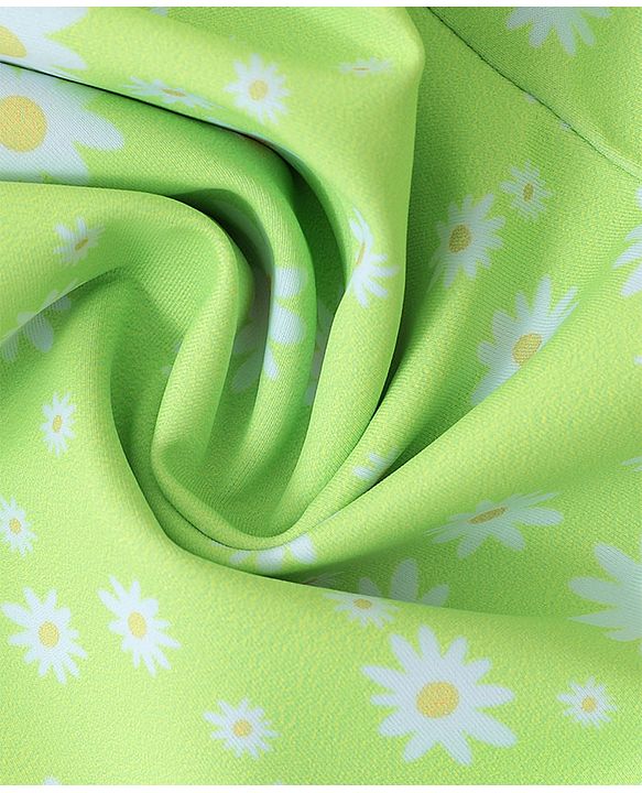 Babyhug Sleeveless Frock Swimsuit with Shorts Floral Print - Green