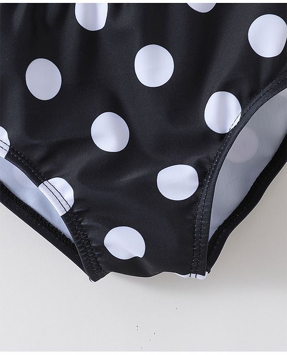 Babyhug Sleeveless Two Piece Checked Swimsuit with Cap - Black