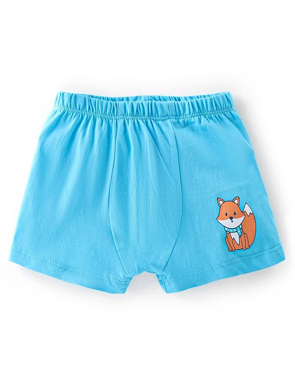 Babyhug 100% Cotton Trunk Jungle Animals Printed Pack of 3 - Blue