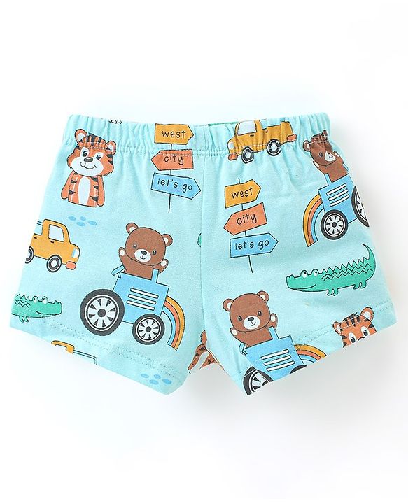 Babyhug 100% Cotton Knit Regular Trunks Tiger Print Pack of 3 - Multicolour