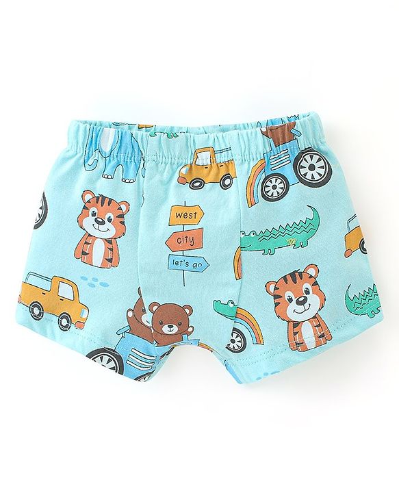 Babyhug 100% Cotton Knit Regular Trunks Tiger Print Pack of 3 - Multicolour