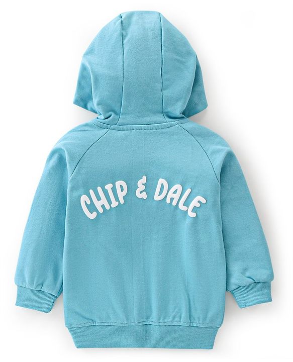 Babyhug Cotton Full Sleeves Sweatshirt With Hood & Chip N Dale Graphics - Blue