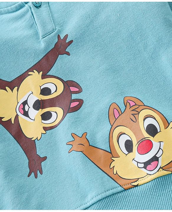 Babyhug Cotton Full Sleeves Sweatshirt With Hood & Chip N Dale Graphics - Blue