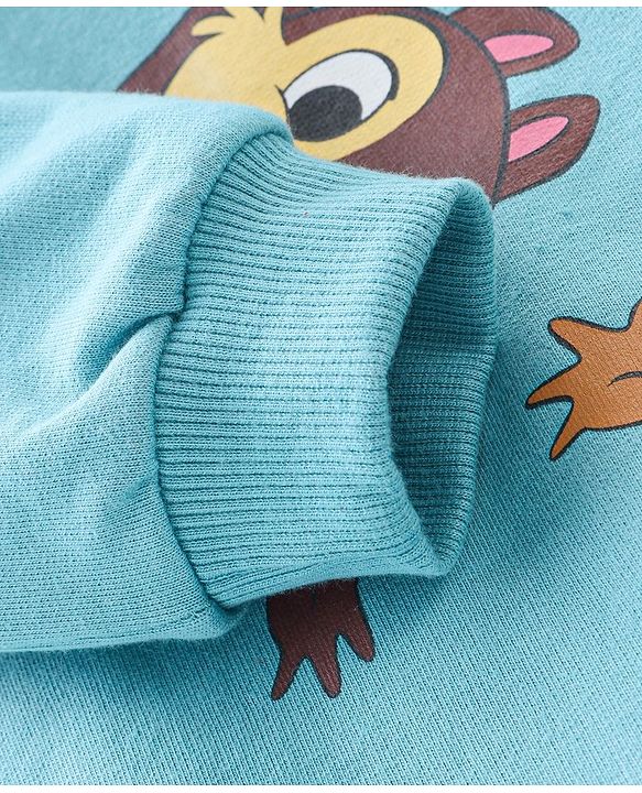 Babyhug Cotton Full Sleeves Sweatshirt With Hood & Chip N Dale Graphics - Blue