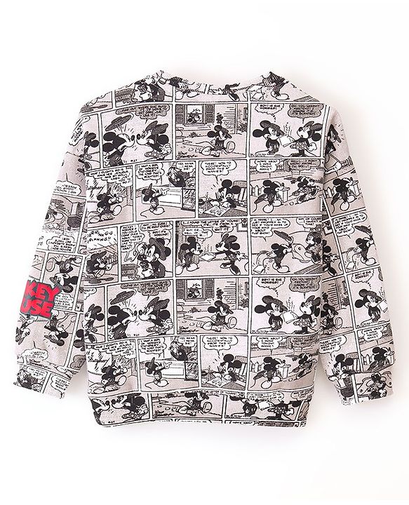Babyhug Cotton Full Sleeves Sweatshirt With Mickey Mouse Graphics- White