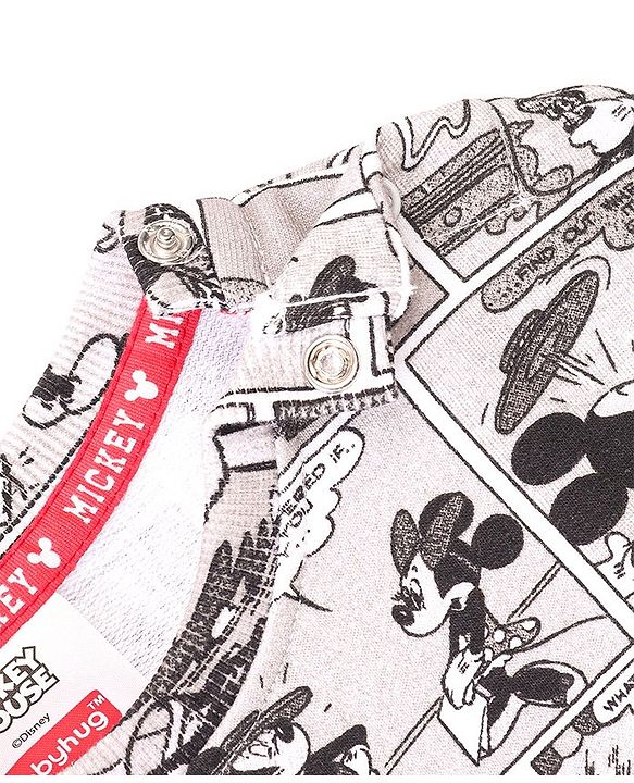 Babyhug Cotton Full Sleeves Sweatshirt With Mickey Mouse Graphics- White