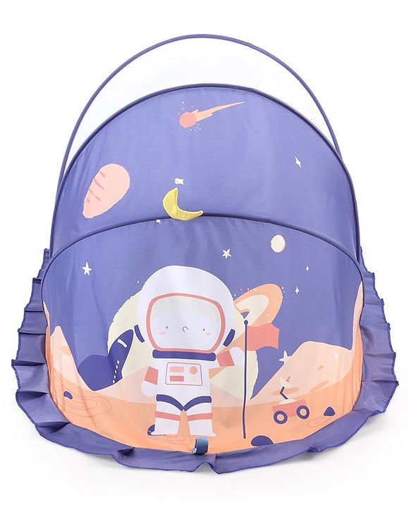 Babyhug  Foldable Printed Mosquito Net Large Size Astronaut Theme- Blue