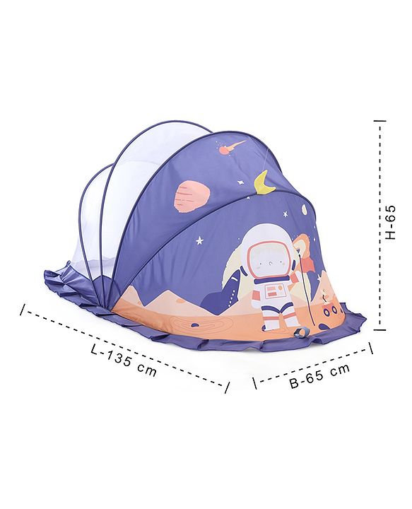 Babyhug  Foldable Printed Mosquito Net Large Size Astronaut Theme- Blue