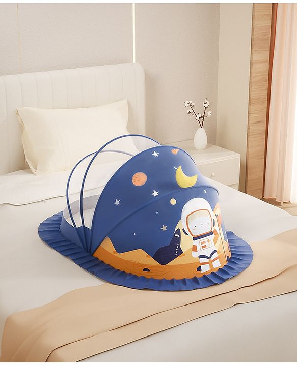 Babyhug  Foldable Printed Mosquito Net Small Size Astronaut Theme- Blue