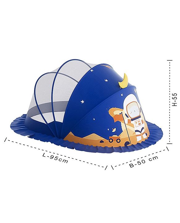 Babyhug  Foldable Printed Mosquito Net Small Size Astronaut Theme- Blue