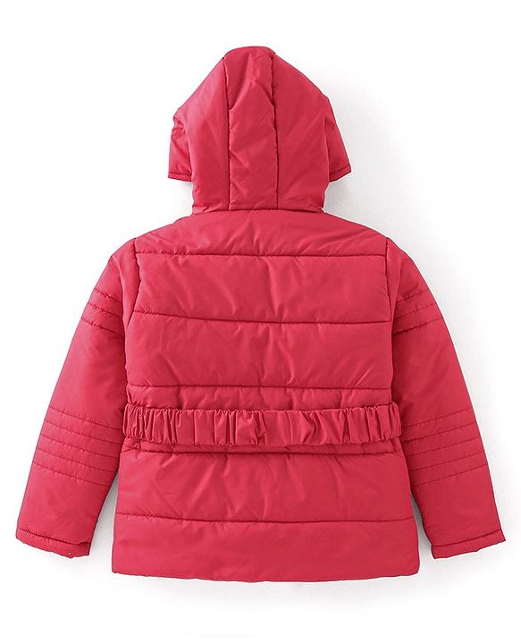 Pine Kids Full Sleeves Medium Winter Full Sleeves Jacket with Belt - Red