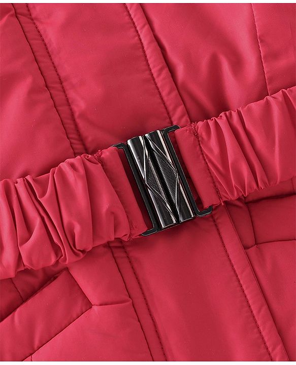 Pine Kids Full Sleeves Medium Winter Full Sleeves Jacket with Belt - Red