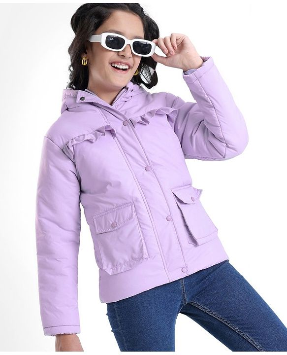 Pine Kids Full Sleeves Solid Color Medium Winter Jacket - Purple
