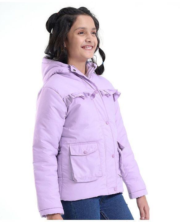 Pine Kids Full Sleeves Solid Color Medium Winter Jacket - Purple