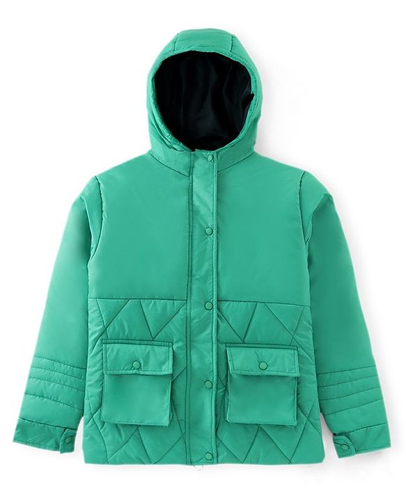 Pine Kids Full Sleeves Front Pocket Medium Winter Jacket - Green
