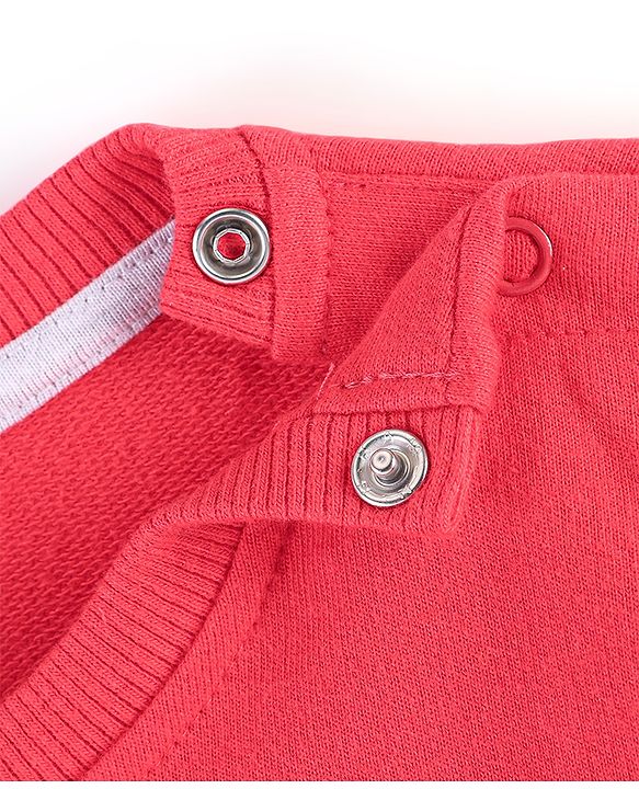 Babyhug Cotton Knit Full Sleeves Sweatshirt with Text Graphics Print - Red