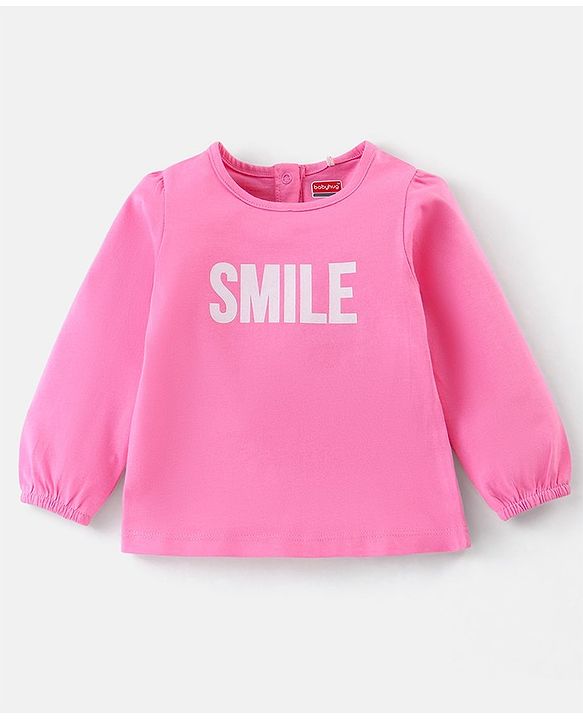 Babyhug Single Jersey Knit Dungaree Set With Full Sleeves Tee Text Print - Multicolour