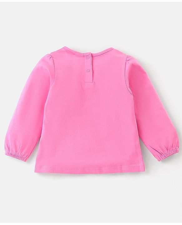 Babyhug Single Jersey Knit Dungaree Set With Full Sleeves Tee Text Print - Multicolour