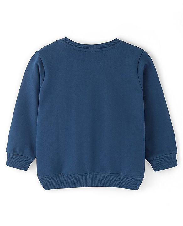 Babyhug Cotton Knit Full Sleeves Sweatshirt With Text Graphics - Blue