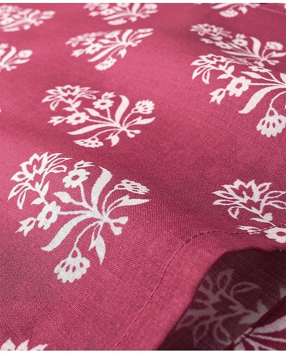 Babyhug 100% Cambric Full Sleeve Printed Kurta With Solid Dhoti Set - Magenta