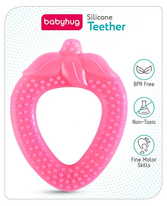 Babyhug Strawberry Shaped Silicone Teether - Pink