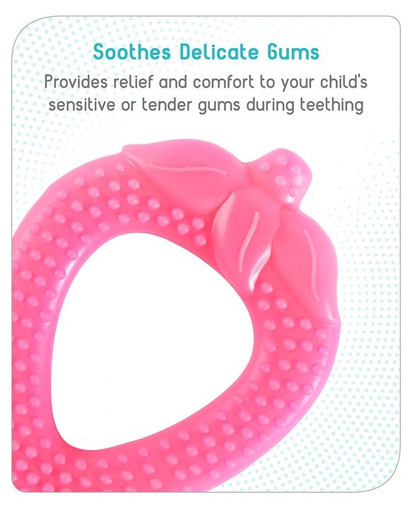 Babyhug Strawberry Shaped Silicone Teether - Pink