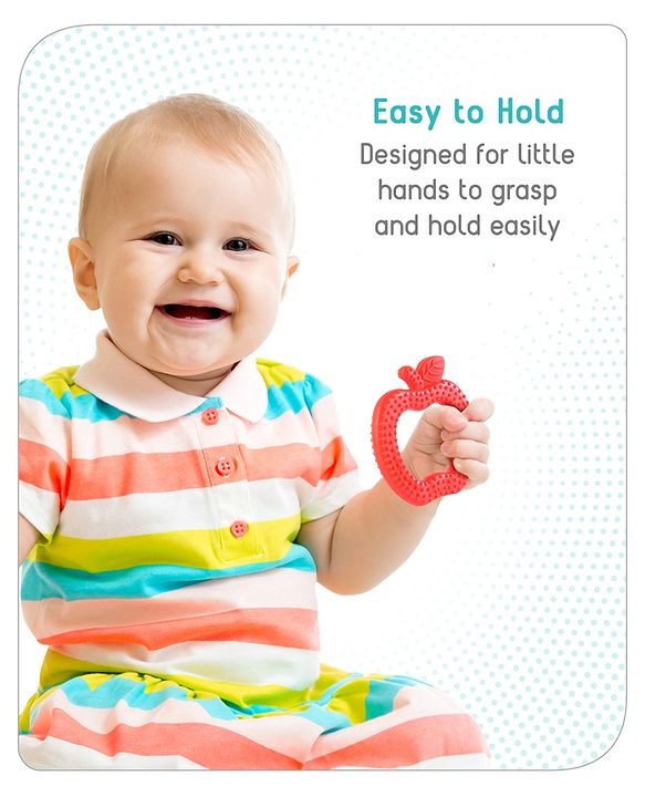 Babyhug Apple Shaped Silicone Teether - Red