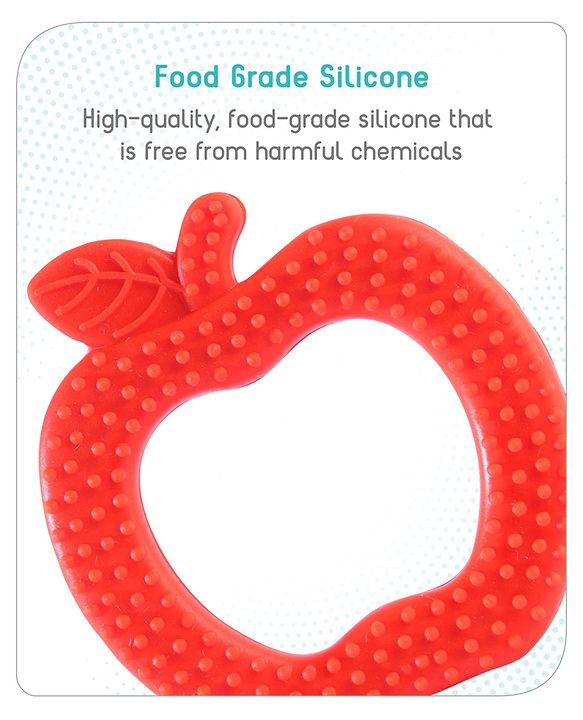 Babyhug Apple Shaped Silicone Teether - Red