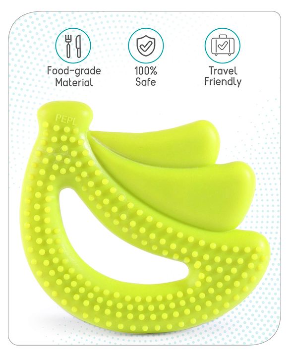 Babyhug  Banana Shaped Silicone Teether - Green