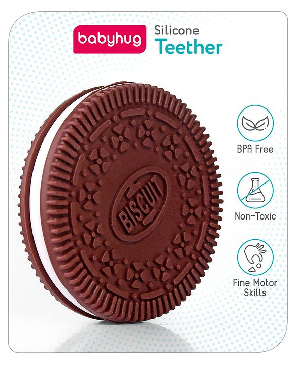 Babyhug Cookie Shaped Silicone Teether - Brown