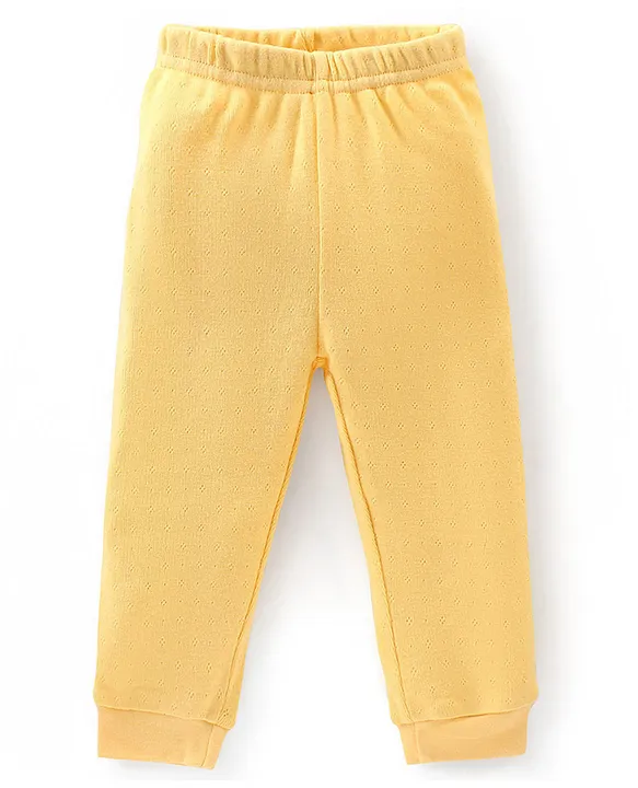 Buy Babyoye Cotton Knit Full Length Ponytail Solid Thermal Pajama Yellow  for Girls (12-18Months) Online in India, Shop at  - 14192001