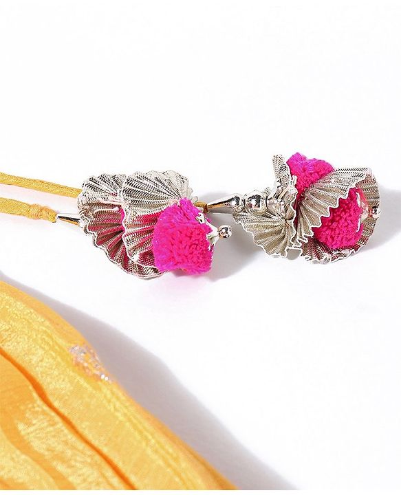 Babyhug Sleeveless Embrodered Choli with Foil Printed Pleated Lehenga and Dupatta - Mustard