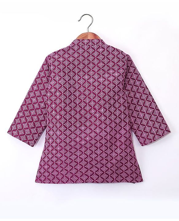Babyhug Woven Full Sleeves Embroidered Kurta & Pajama Set - Purple