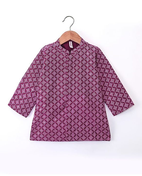 Babyhug Woven Full Sleeves Embroidered Kurta & Pajama Set - Purple