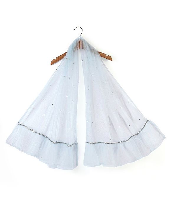 Babyhug Half Sleeves Sequenced Choli with Sequenced Lehenga and Dupatta Set - Sky Blue
