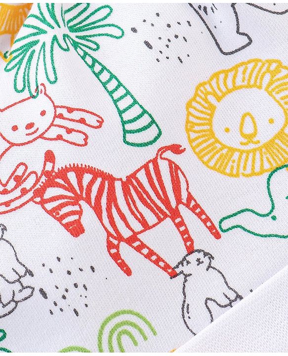 Babyhug 100% Cotton Knit Cap Animal Print- White