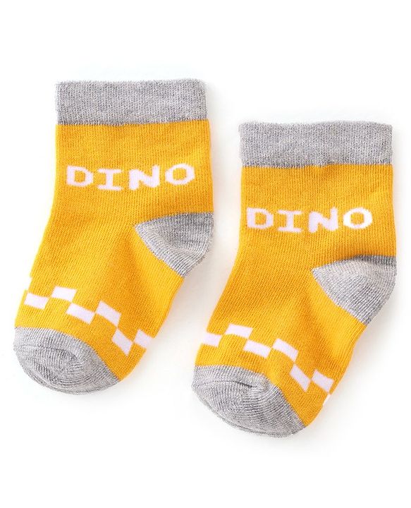 Cute Walk by Babyhug Anti Bacterial Ankle Length Non Terry Socks Avocado Design Pack of 3  - Yellow & Orange