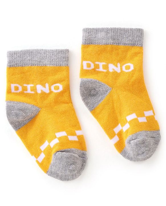 Cute Walk by Babyhug Anti Bacterial Ankle Length Non Terry Socks Avocado Design Pack of 3  - Yellow & Orange