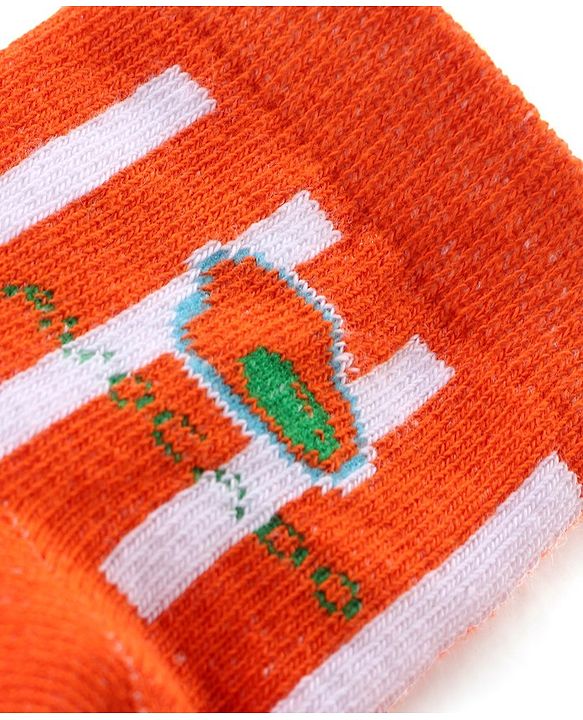 Cute Walk by Babyhug Anti Bacterial Ankle Length Non Terry Socks Avocado Design Pack of 3  - Yellow & Orange