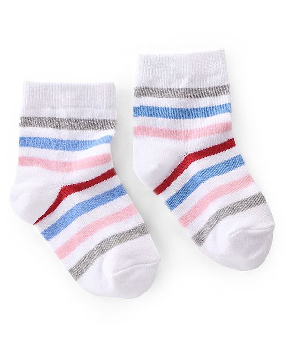 Cutewalk By Babyhug Anti Bacterial Ankle Length Socks Cars Print Pack Of 3 - White & Red