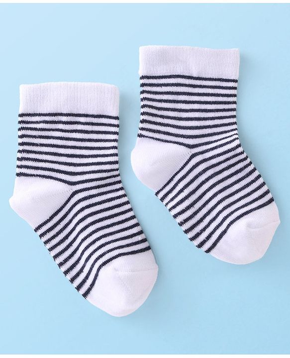 Cute Walk by Babyhug Anti Bacterial Ankle Length Socks Striped Pack Of 5 - White Black & Grey