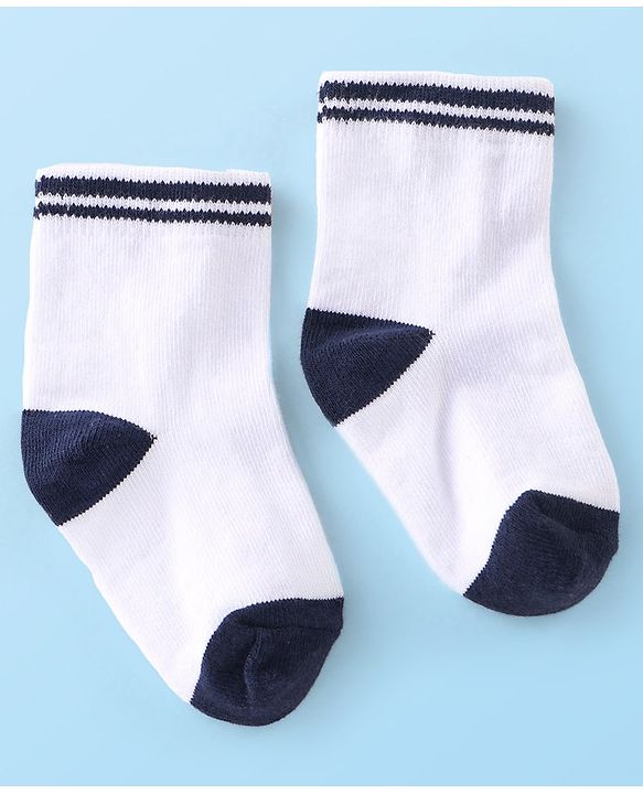 Cute Walk by Babyhug Anti Bacterial Ankle Length Socks Striped Pack Of 5 - White Black & Grey